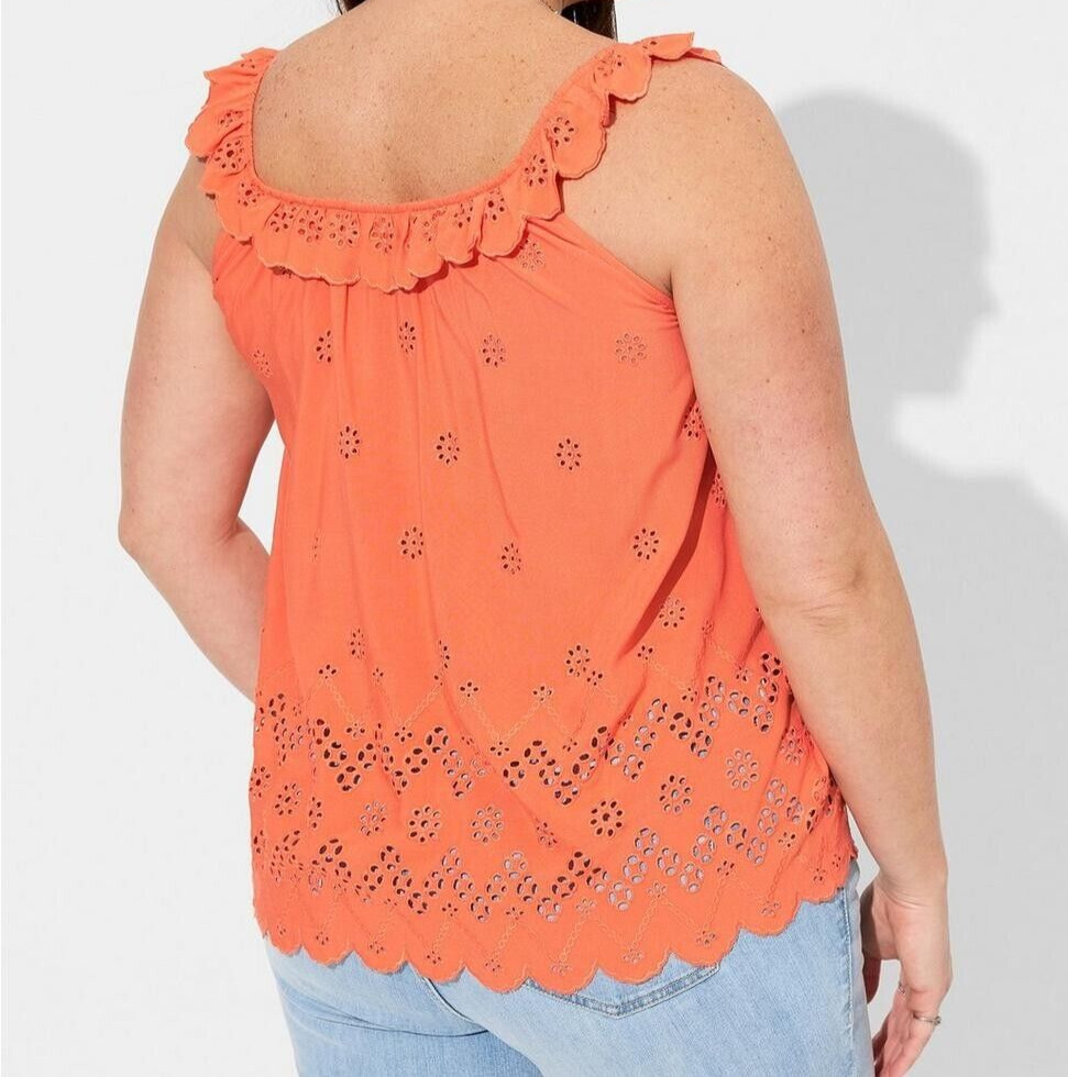 Torrid Eyelet Ruffle Tie Front Tank Top Orange 3 3X 22 24 #E75160