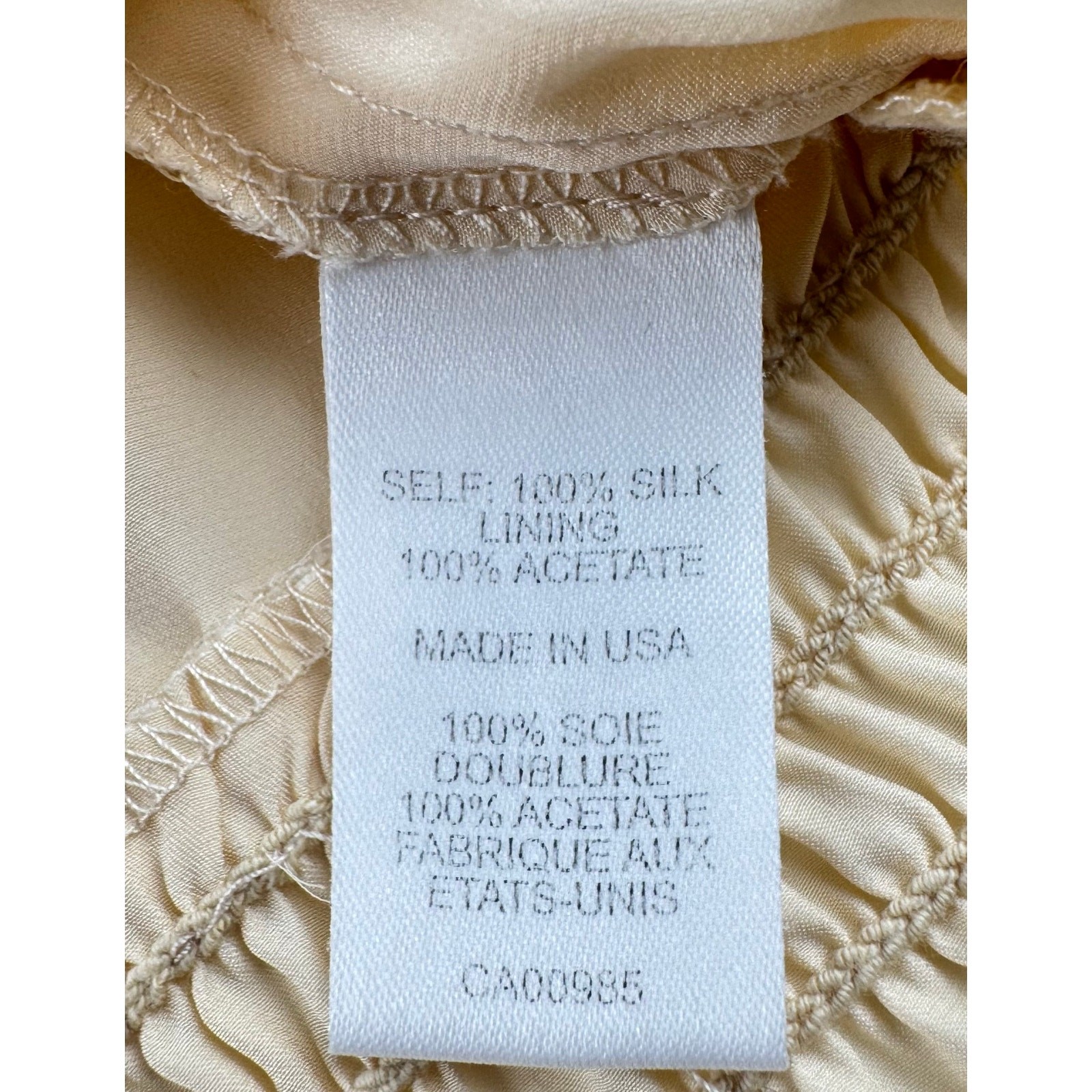 Nanette Lepore 100% Silk Sleeveless Bow Neck Blouse Champagne Ivory Size 2 USA
