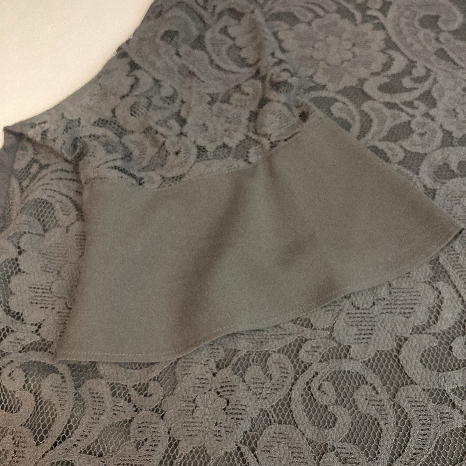 Van Heusen Top Womens XL Charcoal Gray 3/4 Bell Sleeve Lace Business Holiday