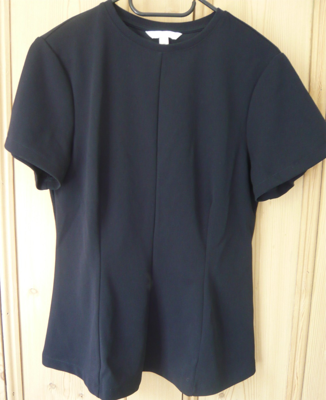 H&M Size M Smart Navy Waisted Top Short Sleeve Polyester Jersey