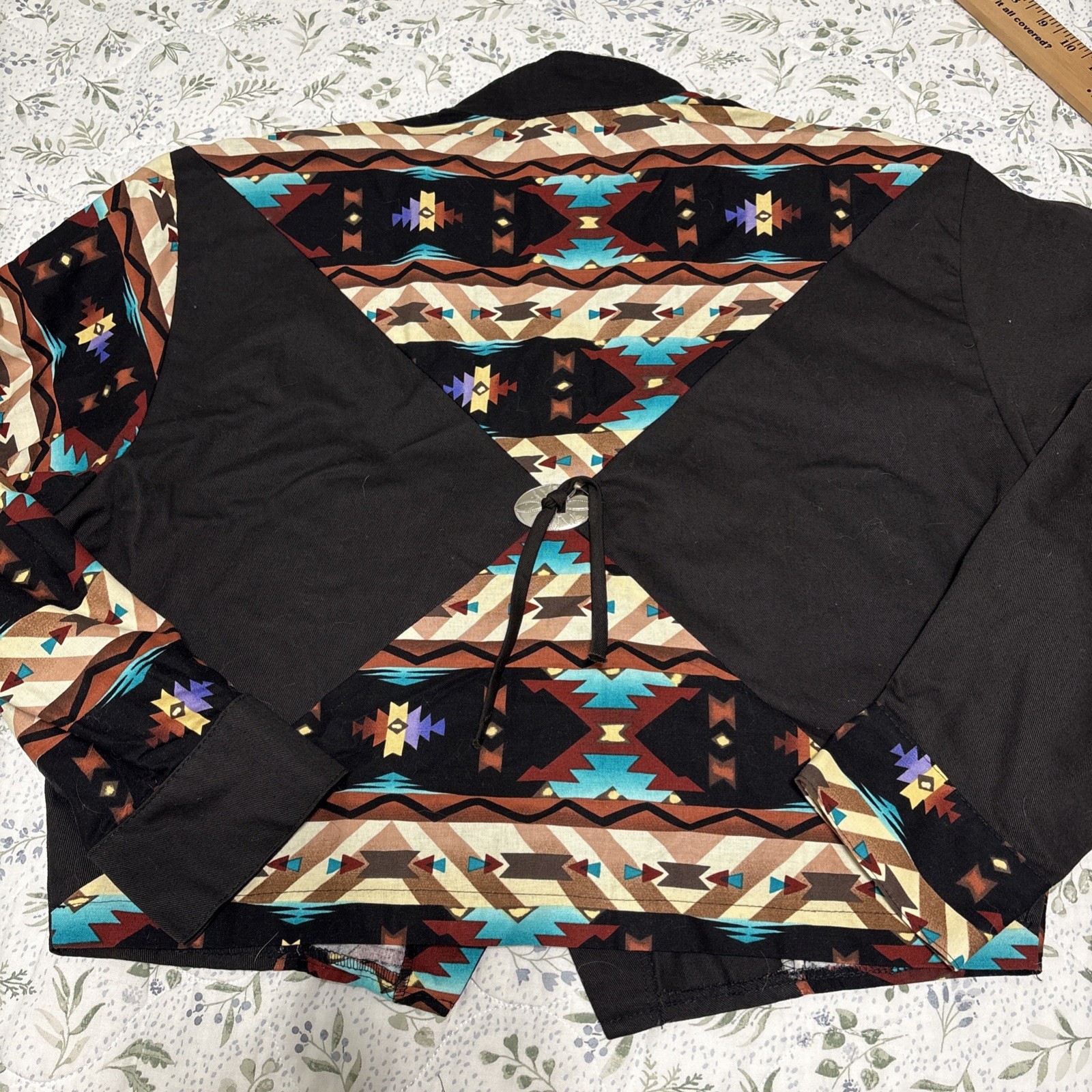 Vintage Banjo Dallas Texas Women’s Cropped Western Aztec Shirt Jacket Size Large