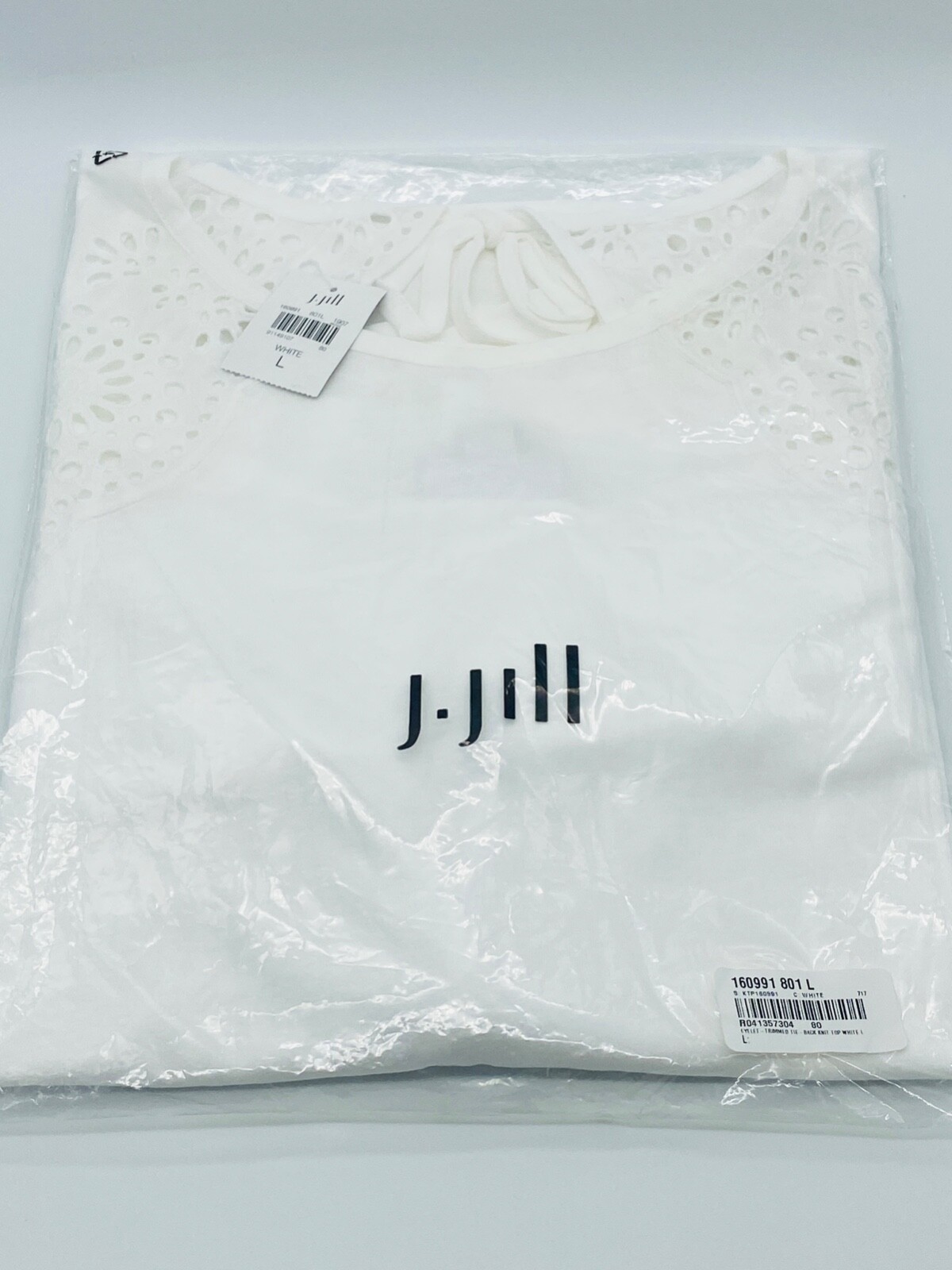 J.Jill ~ L ~ NEW Gorgeous Eyelet-Trimmed Tie-Back Knit Top ~ NWT (1A2)