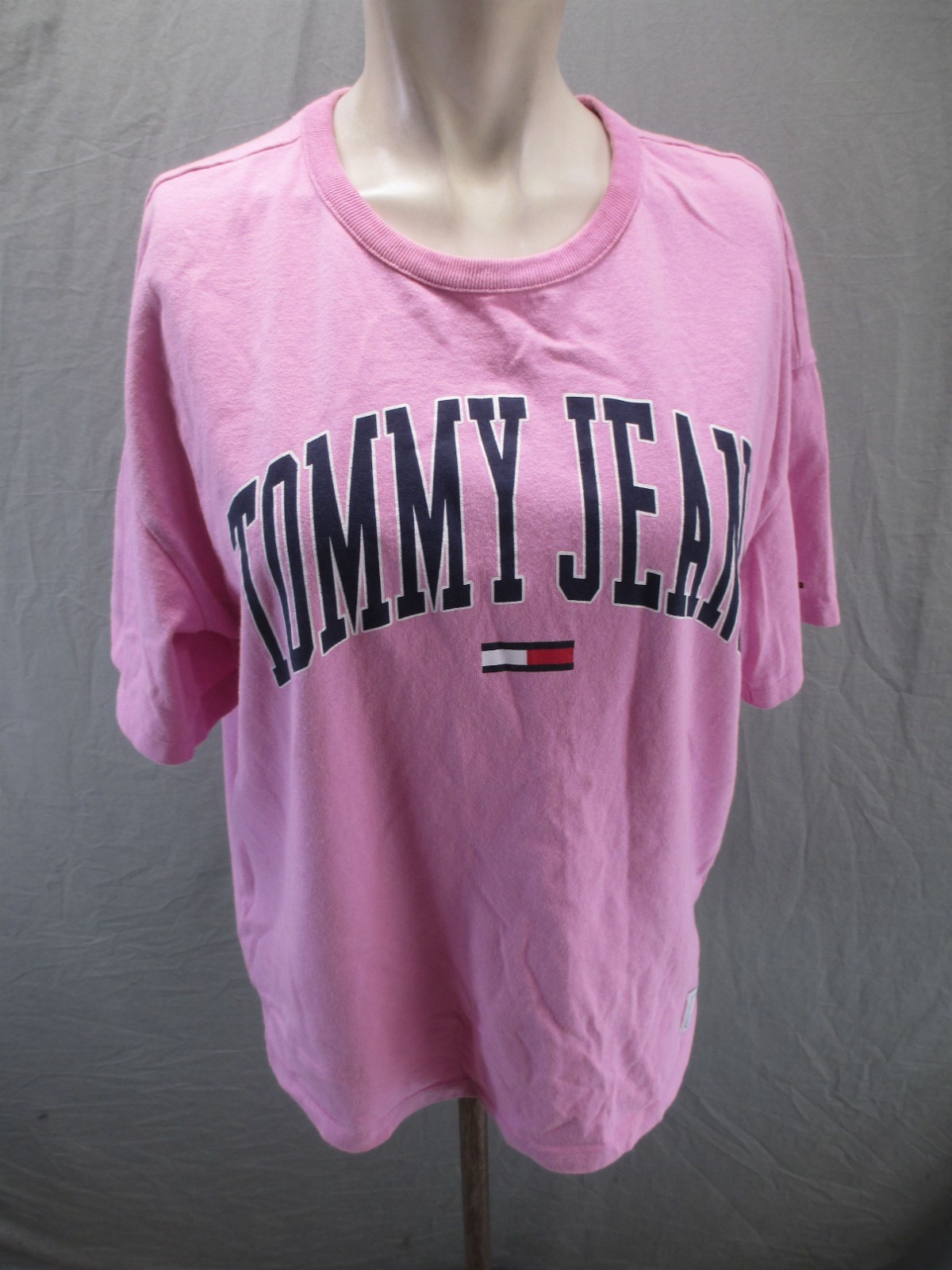 Tommy Jeans Size M Womens Pink Logo 100% Cotton Short Sleeve Casual TShirts 801