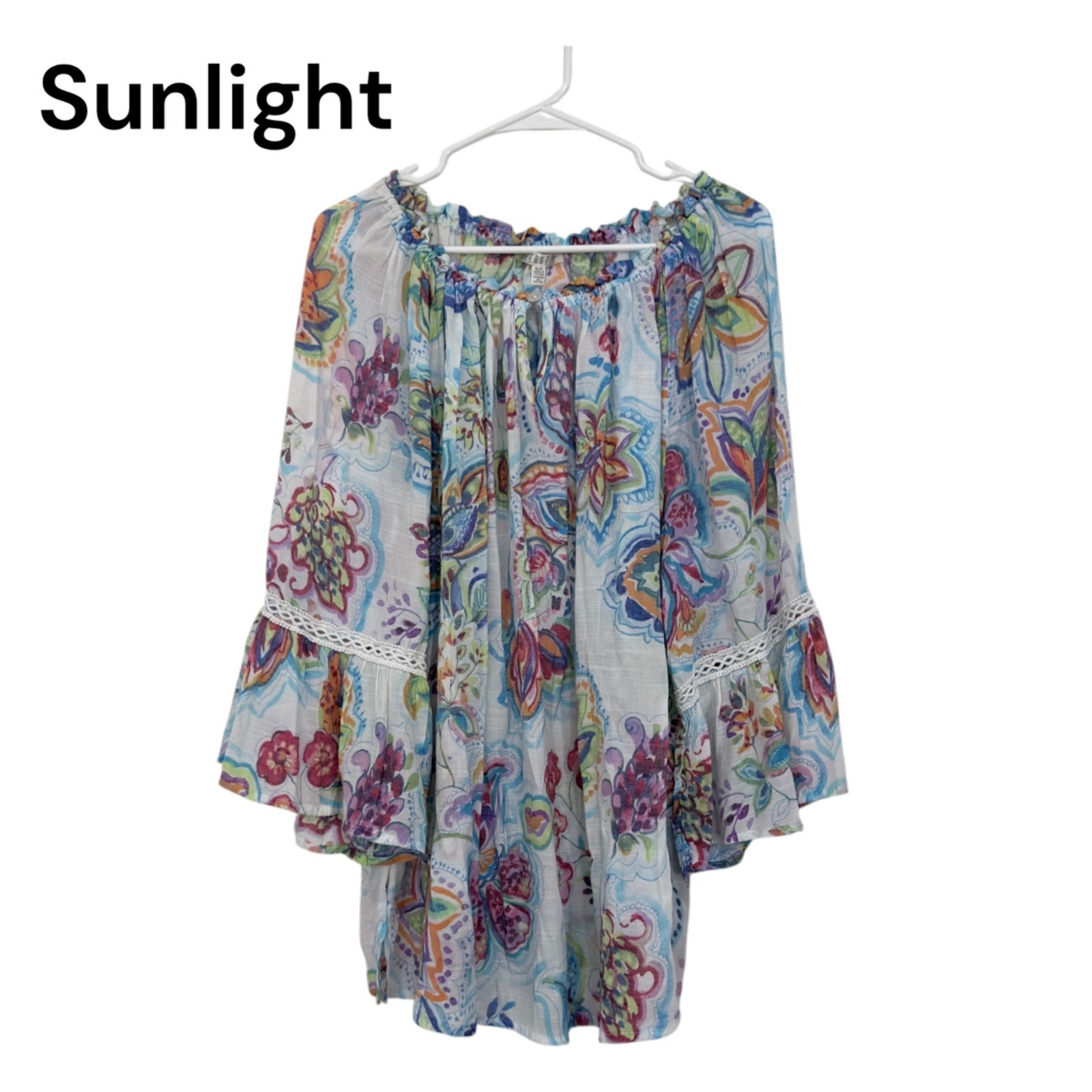 Spense Womens Floral Bohemian Blouse 1X/1X Rayon Polyester Blend Colorful Print