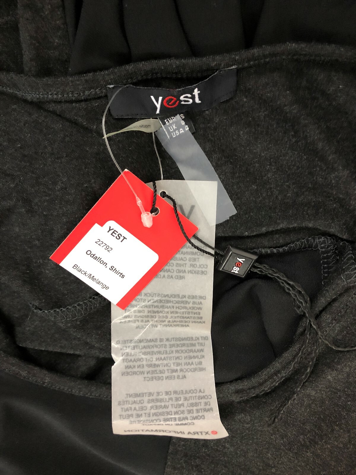 New Yest Pullover Long Top Black Gray Hi Lo Polyester Viscose 4 Small
