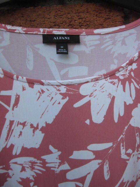 New $59.50 Tags NWT ALFANI Dusty Rose Silky Stretchy Swing Top 1X 2X 3X