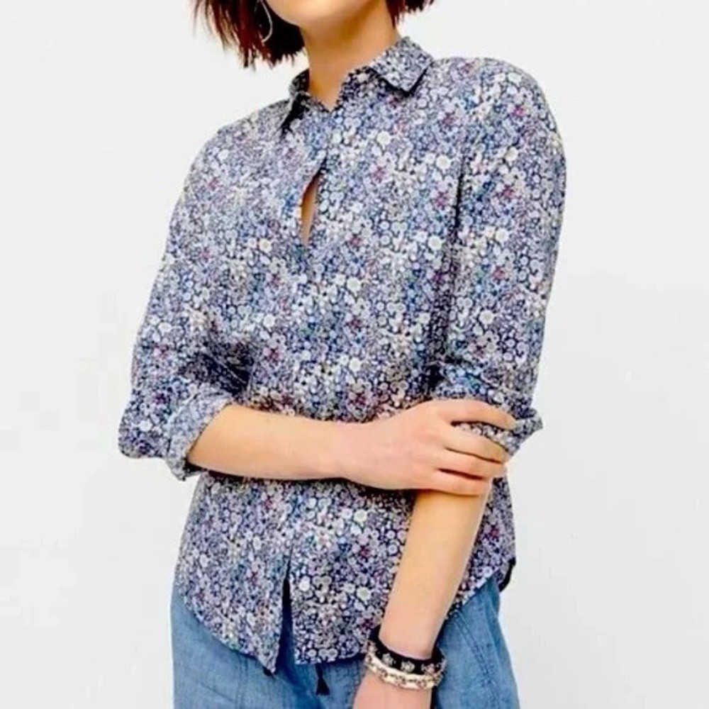 J. Crew x Liberty Art Fabric Cotton Poplin Perfect Button Down Shirt Sz 6 Floral