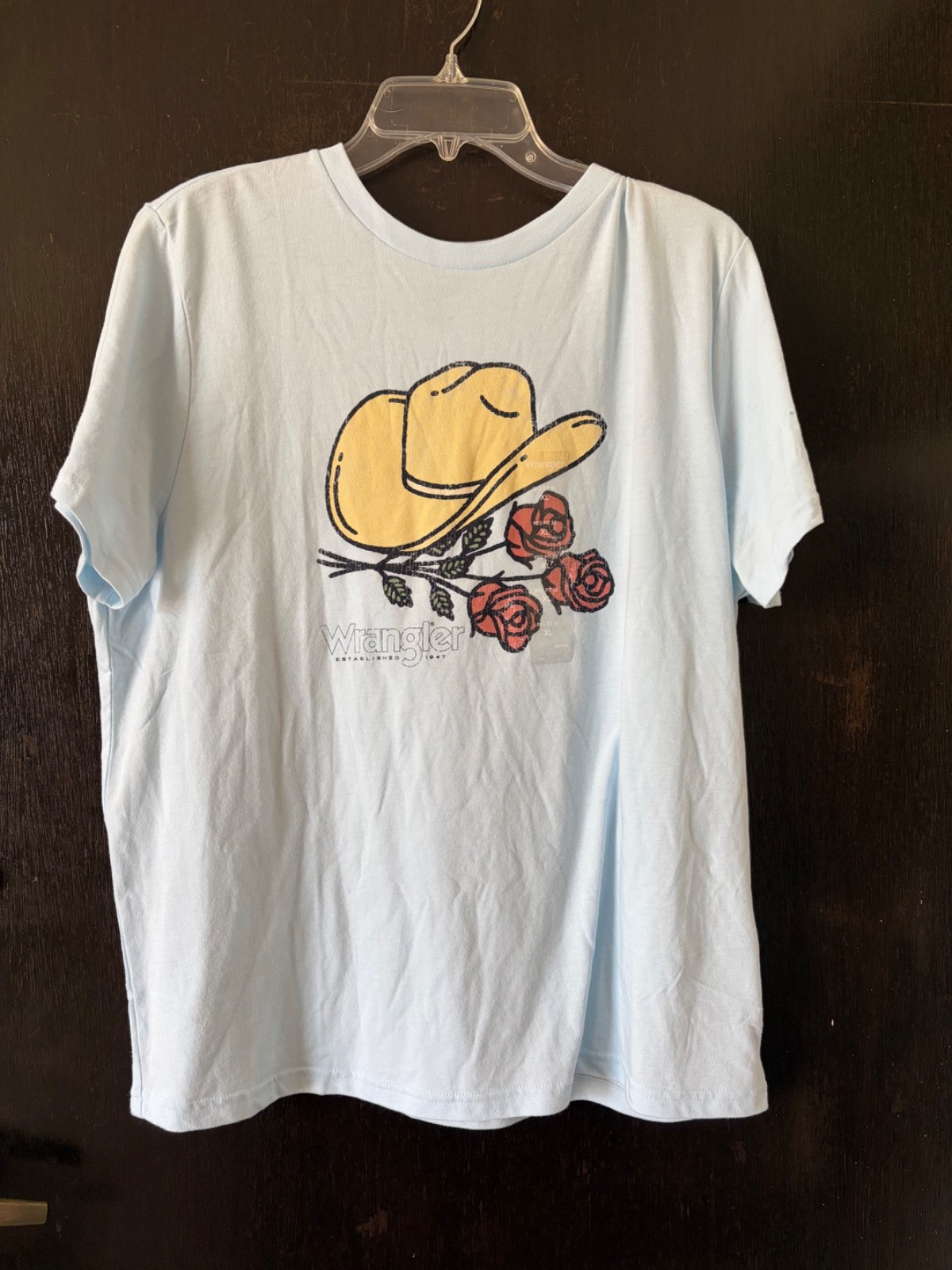 Wrangler Western Cowboy hat roses short sleeve tshirt XL