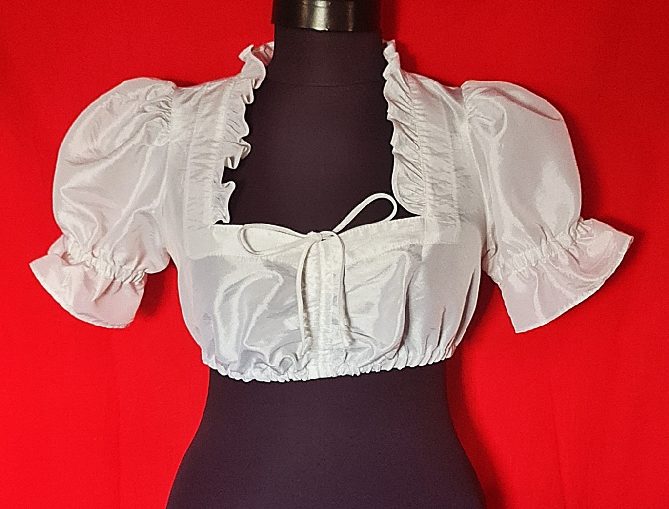 BLOUSE VINTAGE TRAMONTANA TRACHTEN OKTOBERFEST DIRNDL TYROL CROP TOP US 4 EU 32