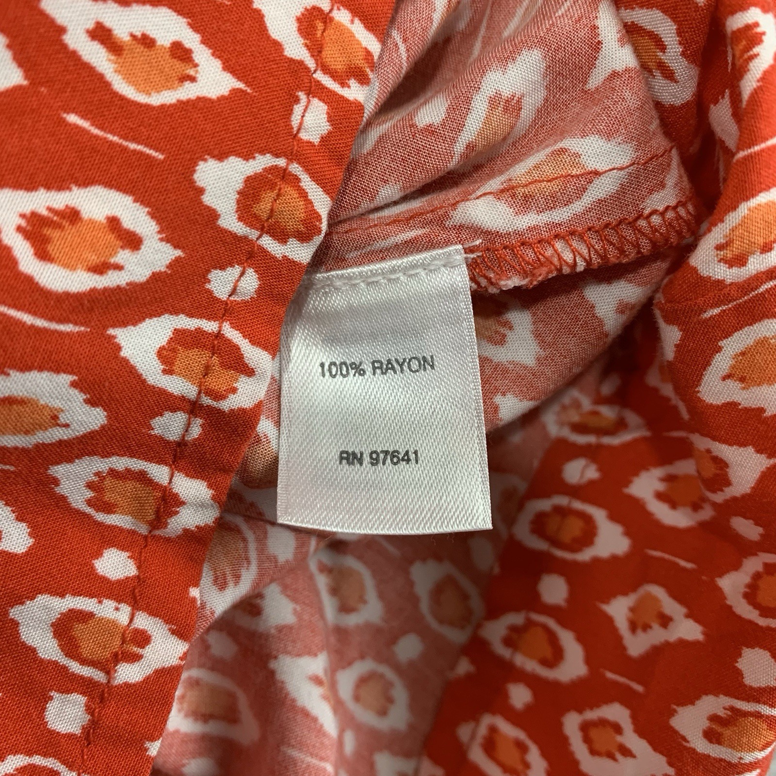 J Jill Women’s Sleeveless Tunic Size Medium Orange Ikat Print Button Front Rayon