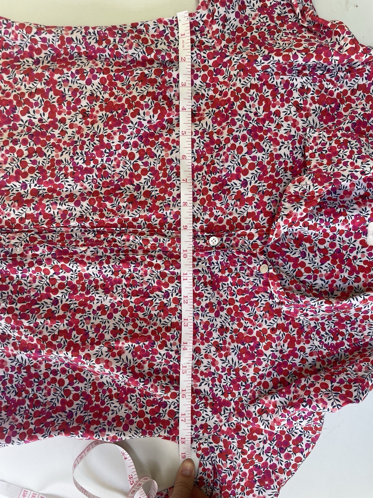 The Perfect Shirt With Liberty Art Fabrics ~0 Red Pink White Floral Berries Top