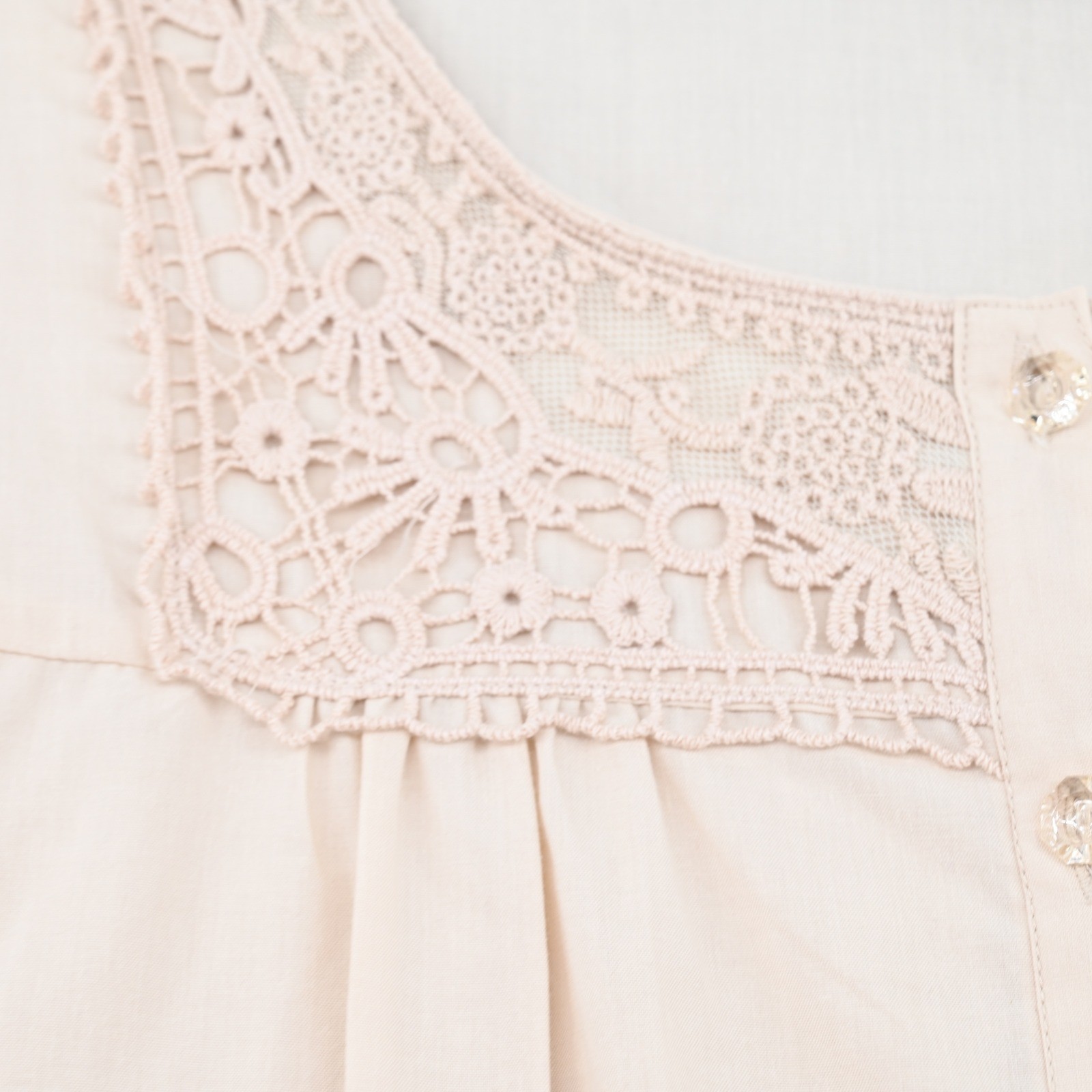 Mac Dougal & Houston Cream Crochet Lace Ruffle Hem Peasant Blouse Large L