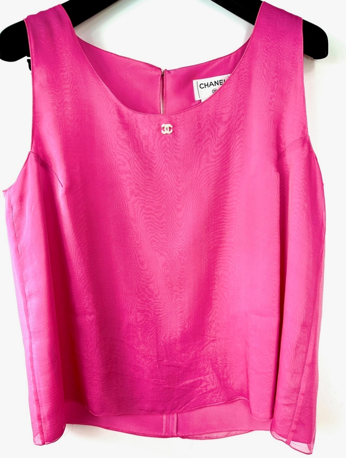 Chanel Vintage 2001 Barbie Pink White Logo Top 38 40 42 6 8 10 Shirt Jacket M L