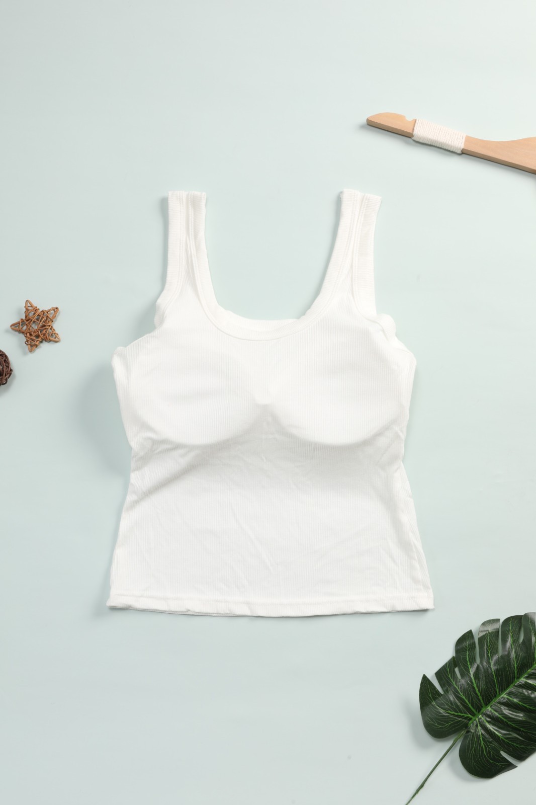 5 Pack Ribbed Square Neck Tank Top Built In Bra Tummy Control Slim Camisole