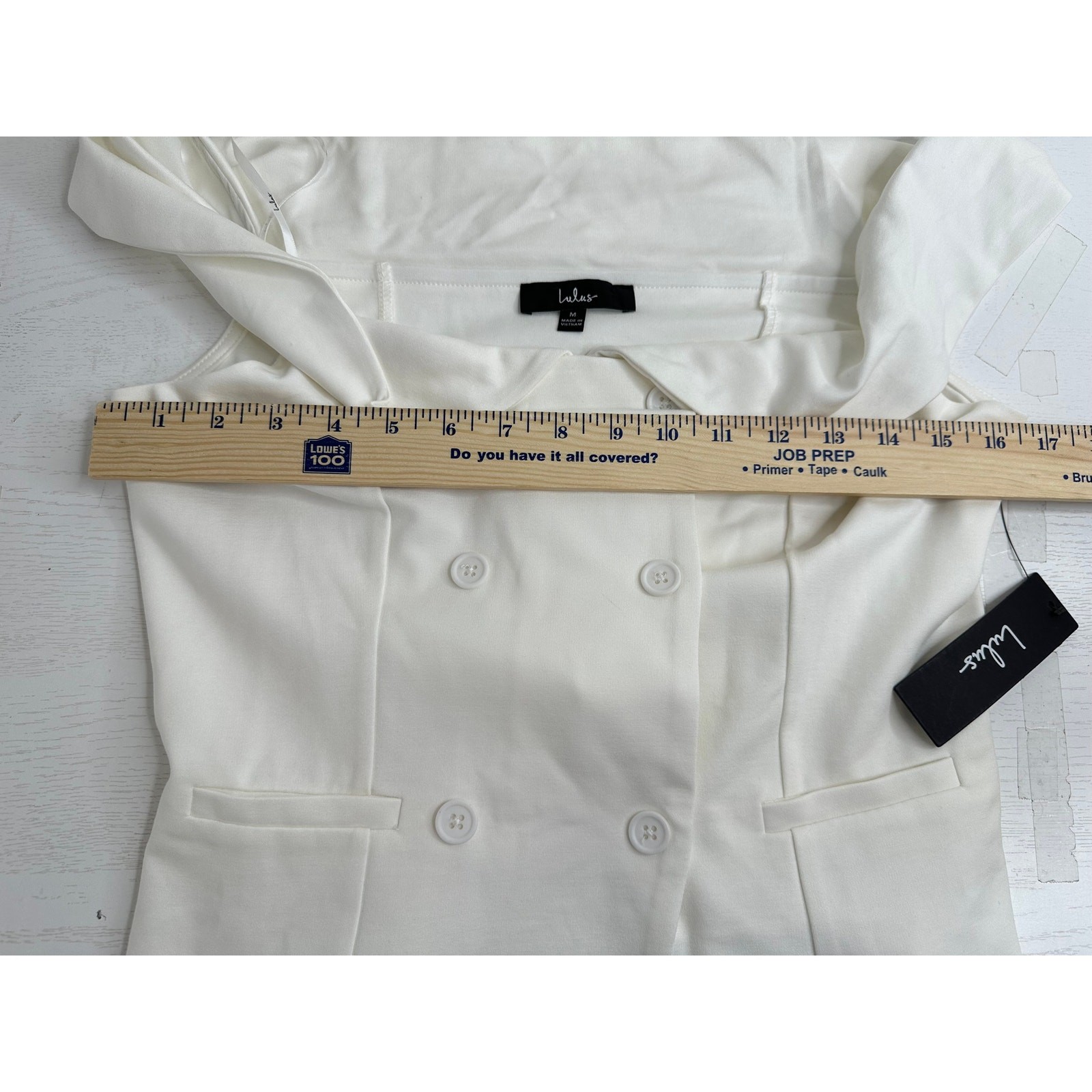 Lulus Vest Top Womens M Ivory Poised Mindset Off the Shoulder Button Front NWT