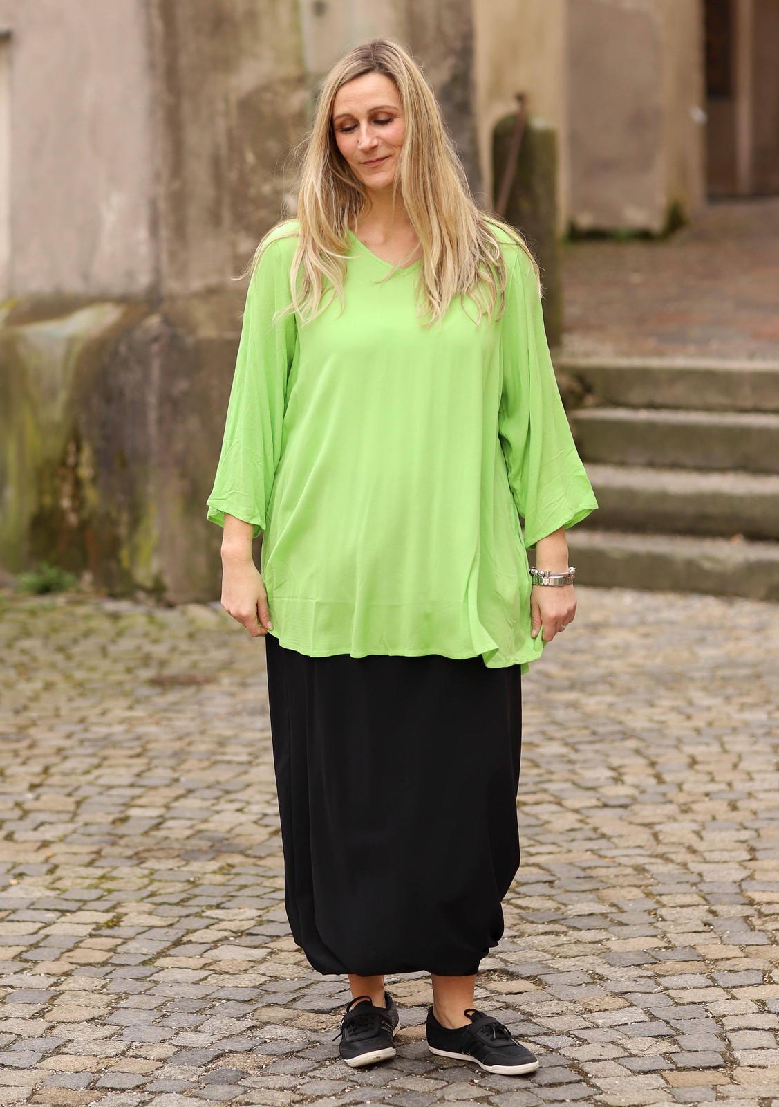 GOZZIP – lagenlook TUNIC SHIRT size 44 to 54 – green