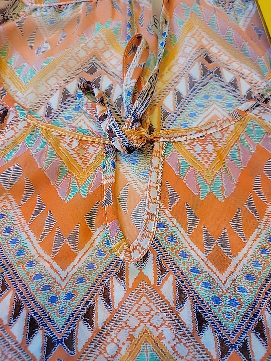 Voll XL Tunic Blouse Top Shirt Gathered Sleeve Orange Casual