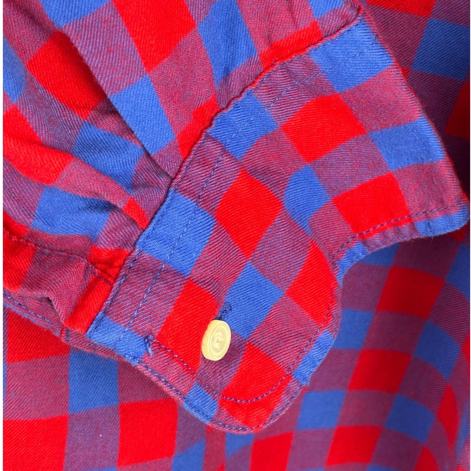 J.Crew Buffalo Check Popover Shirt XL Red Blue Plaid 100% Cotton Casual