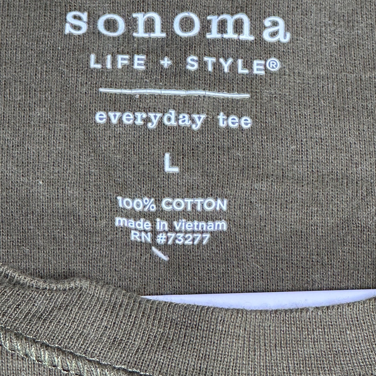 Sonoma Life Style Womens Large Olive Green Paisley Long Sleeve Cotton T-Shirt