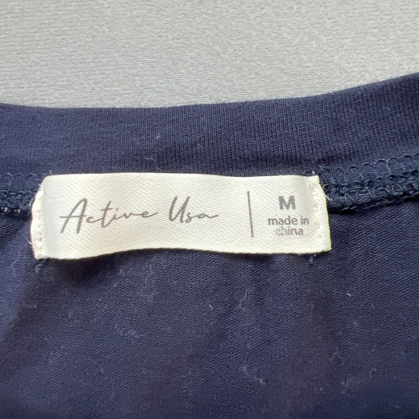 Active USA Cropped Top Womens Medium Navy Blue Cotton Stretch Athletic Training