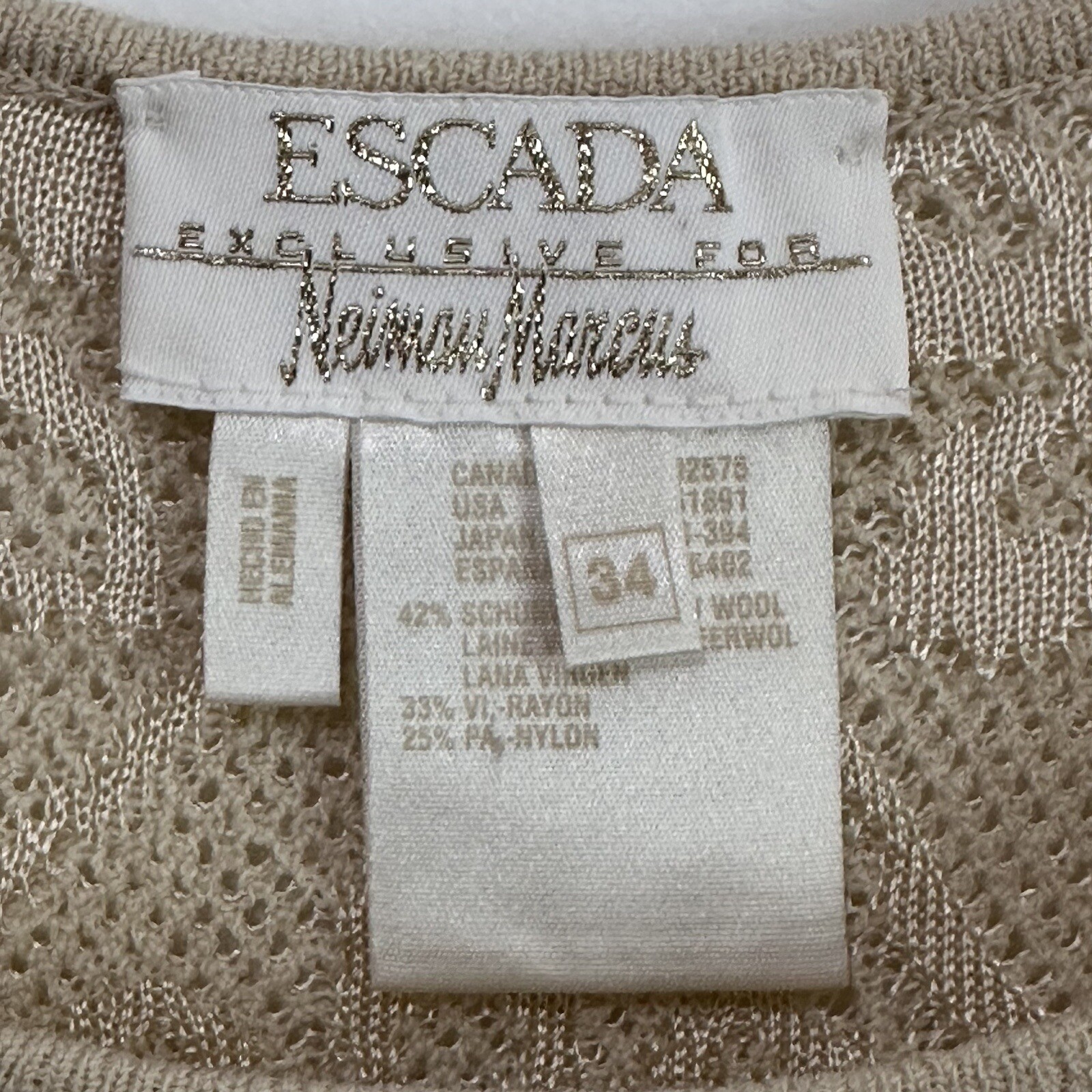 Escada Neiman Marcus Knit Top Sweater 34 L Short Sleeve Shirt Party Cocktail