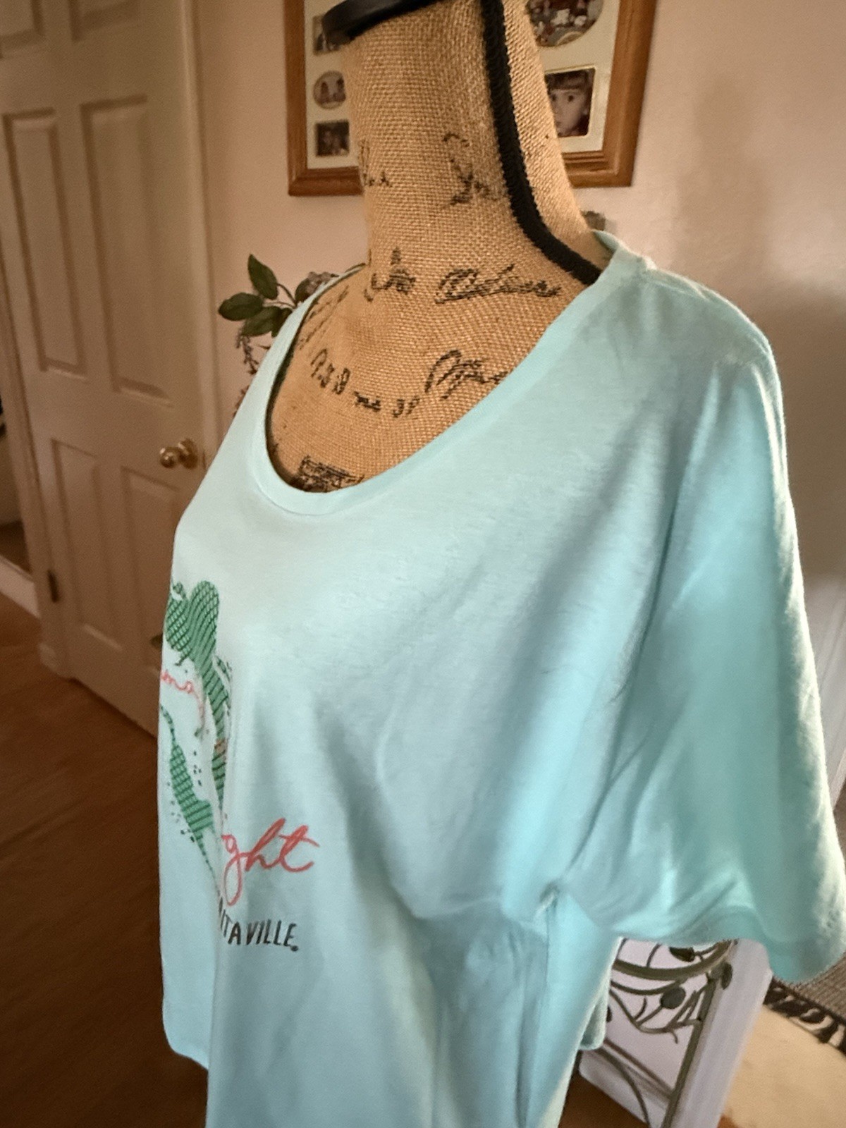 Margaritaville Womens Shirt TOP Aqua Marine Blue Size XXL MERMAID AT NIGHT