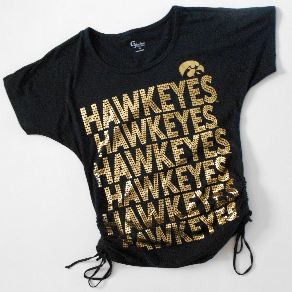 C3 For Her By Alyssa Milano Hawkeyes Women T Shirt Gold Letters Size XL