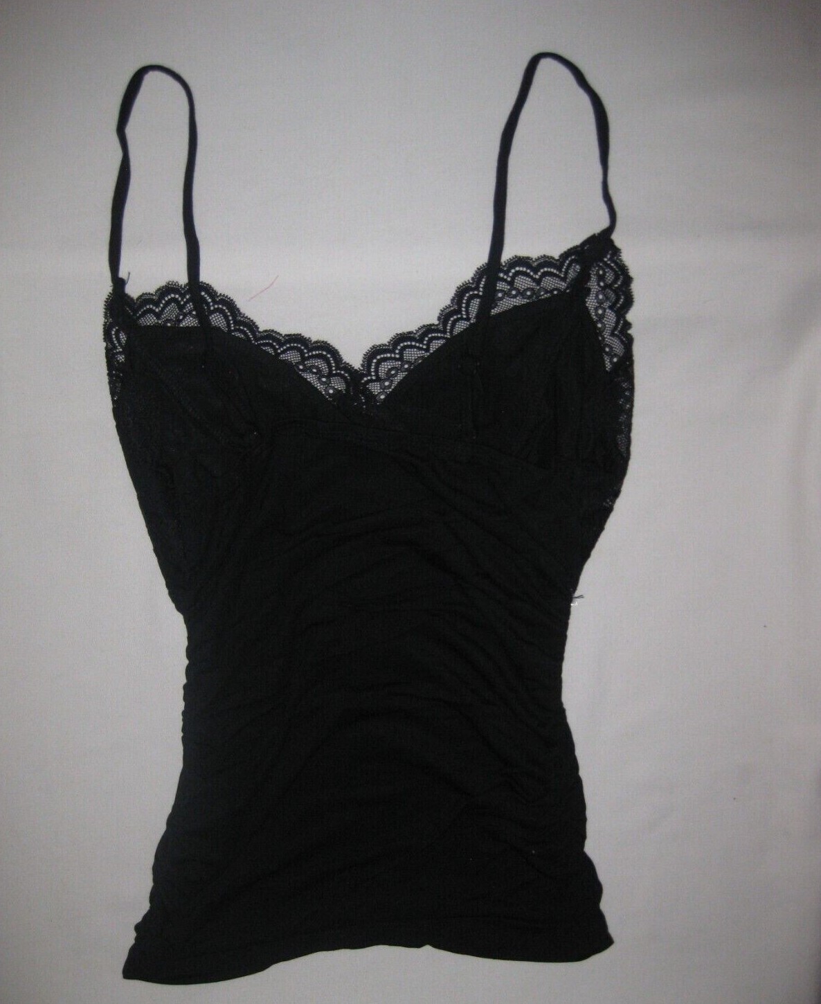 Shein lined lace bust w/bow ruched sides cami crop top XS S M black nwt Y2K goth