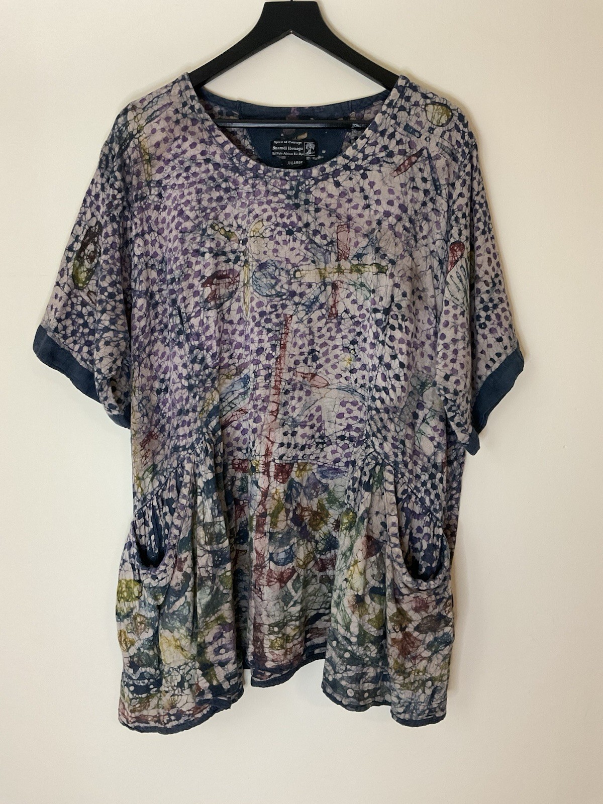 Spirit of Courage Nnamdi lbenagu Old Style African Hand Batik Tie Dye Top Shirt