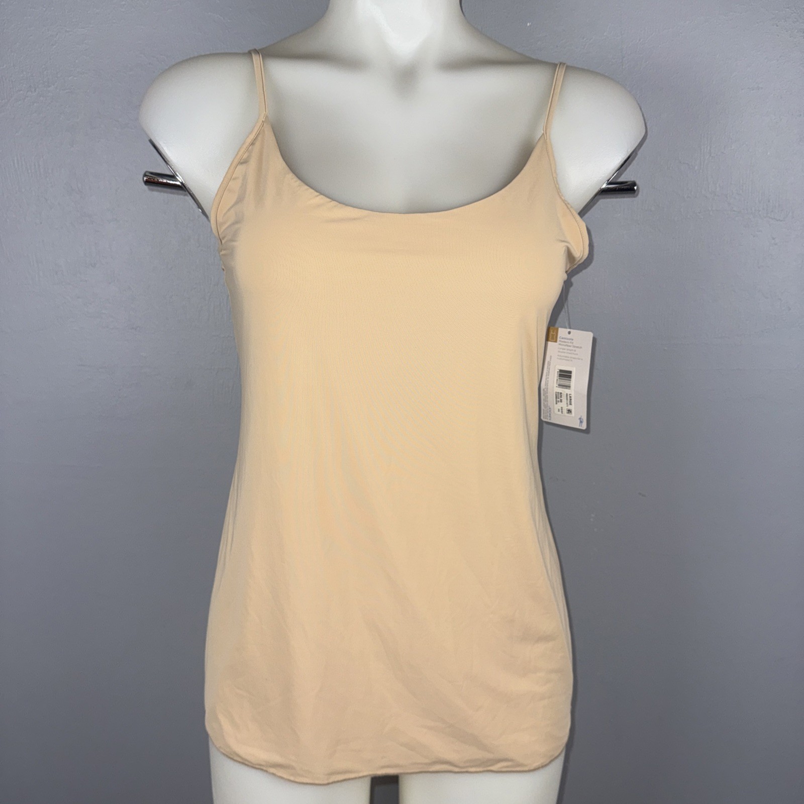 jockey Camisole Large Beige Modern Fit Microfiber Stretch Front Double Lined