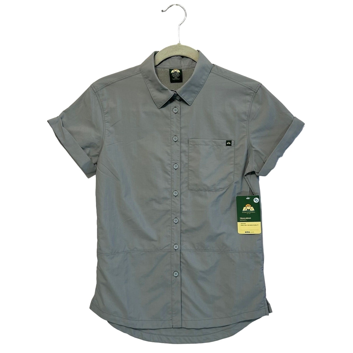 Eastern Mountain Sports Trailhead Short Sleeve Woven Shirt NWT Womens Sz XS Gray