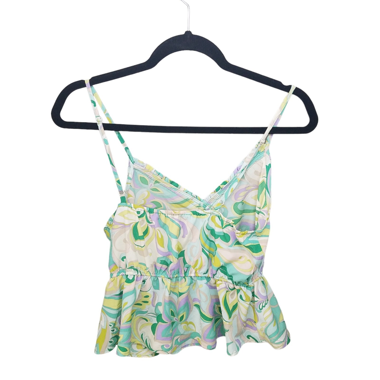 Lily White Womens Sz M Green Yellow Floral Sleeveless Blouse