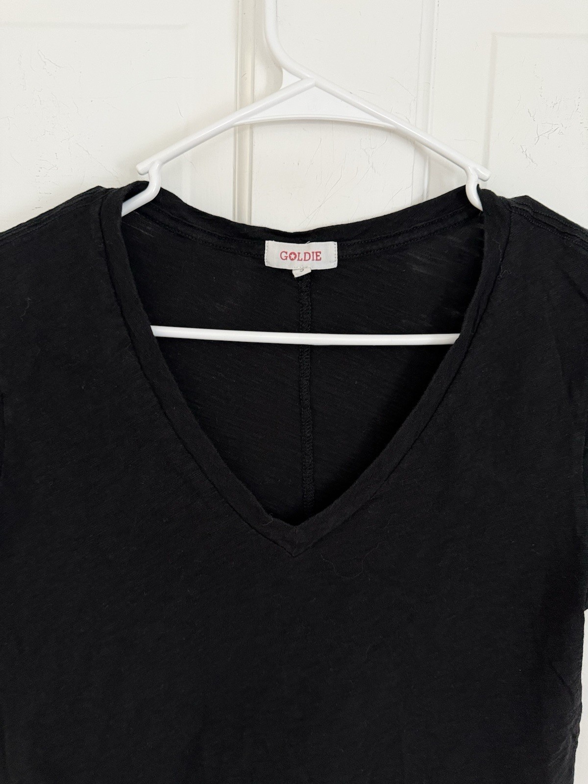Goldie BLACK Classic 100% Soft Pima Cotton T-Shirt Top made in PERU S