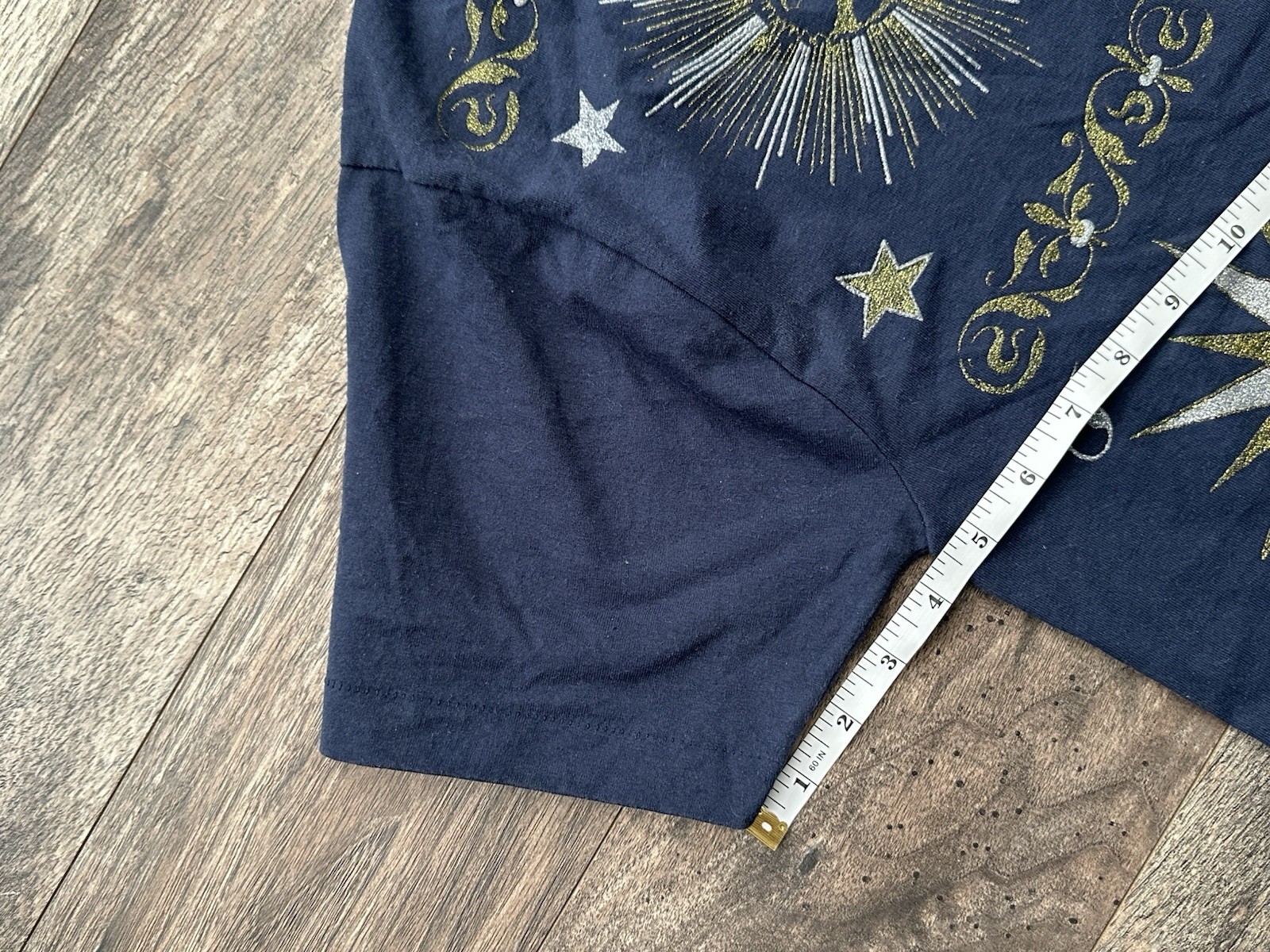 Vtg 90s BRUSH WORKS Celestial Sun Moon Stars Hand-Painted OS T-Shirt Whimsigoth