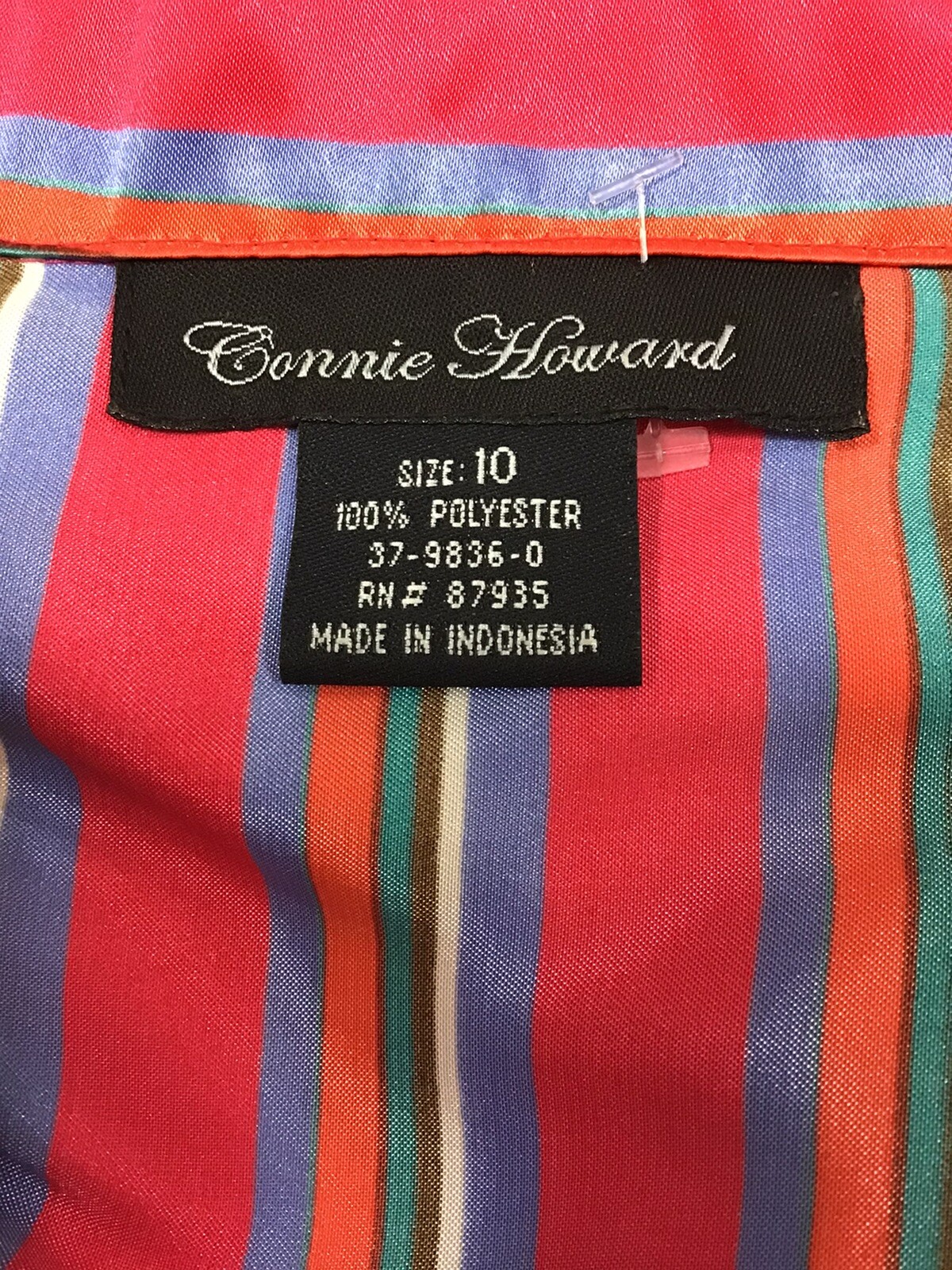 Connie Howard Retro VTG Blouse Satin Stripes Long Sleeve 60’s 70’s Shirt 10 L