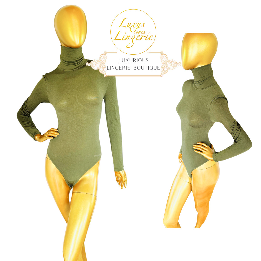 Colorado String Body by Wolford S Small Green Long Sleeve Turtleneck