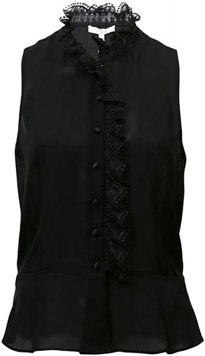 Derek Lam 10 Crosby – Ruffle Collar Shirt in Black, Size 0, New with Tags