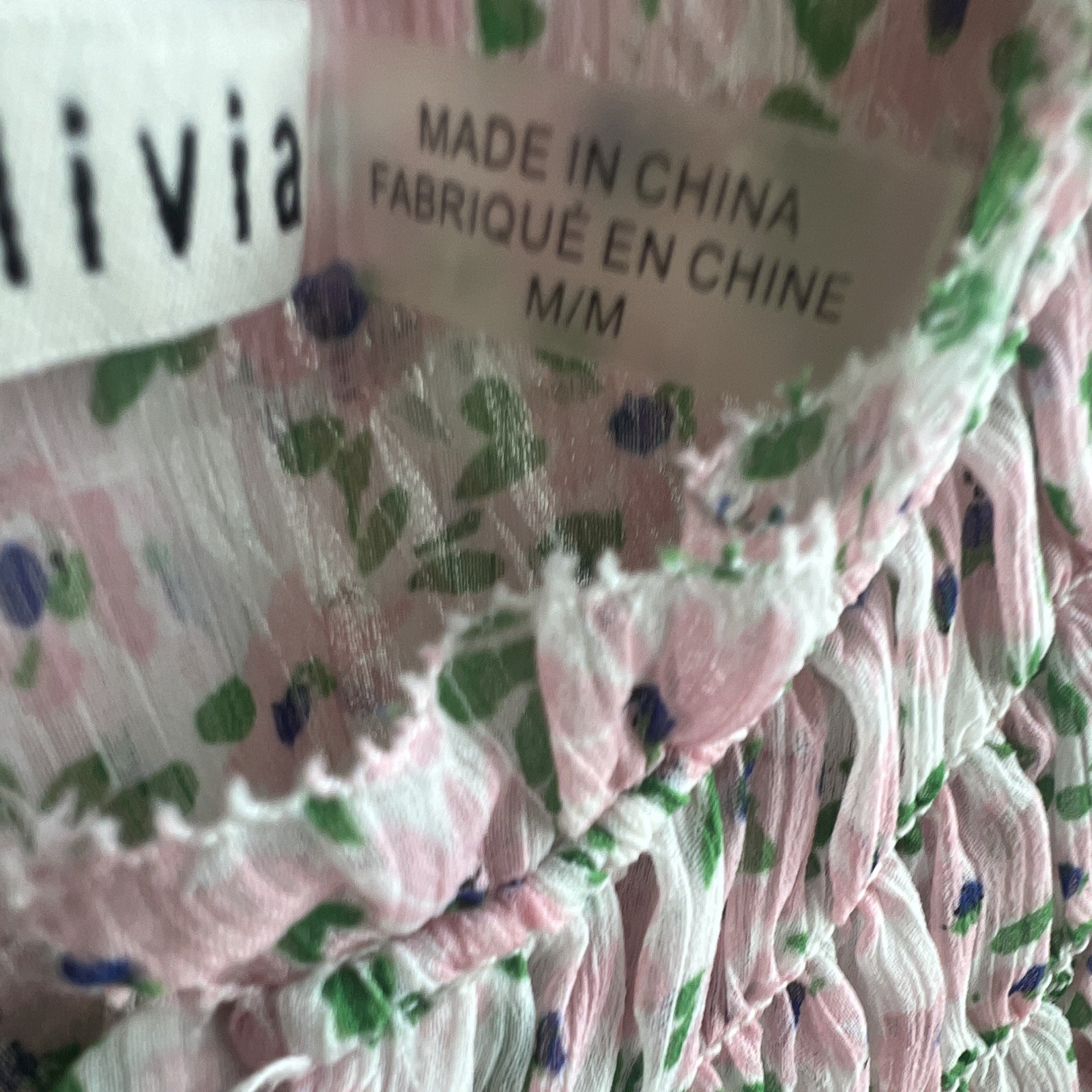 Alice + Olivia Margery Ruffle Floral Blouse Pink Size M Read Description Flaws