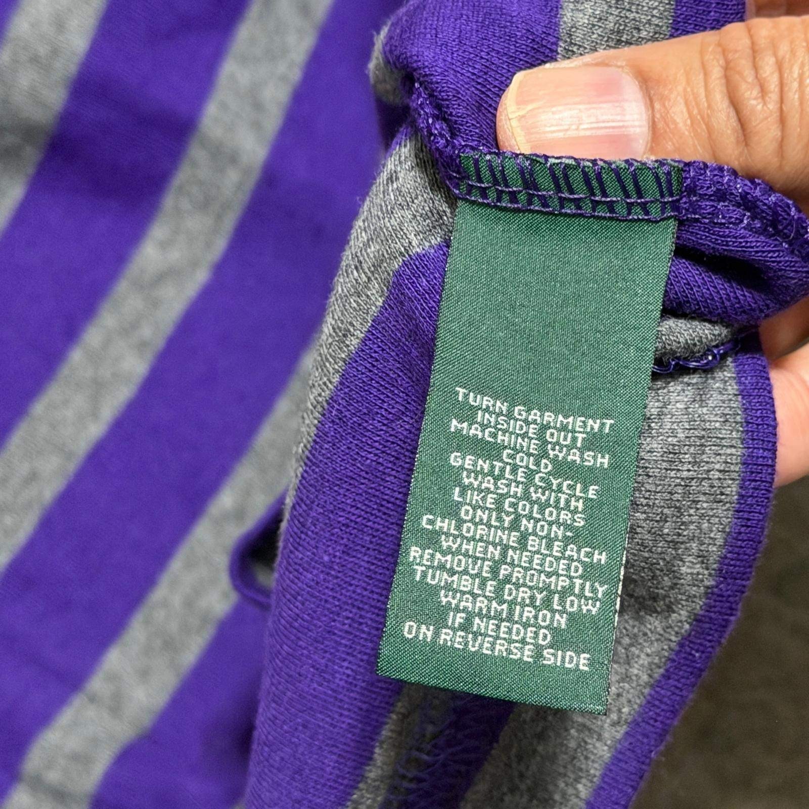 Lauren Ralph Lauren Jeans Co Womens Purple Gray Striped Quarter Zip Pullover M
