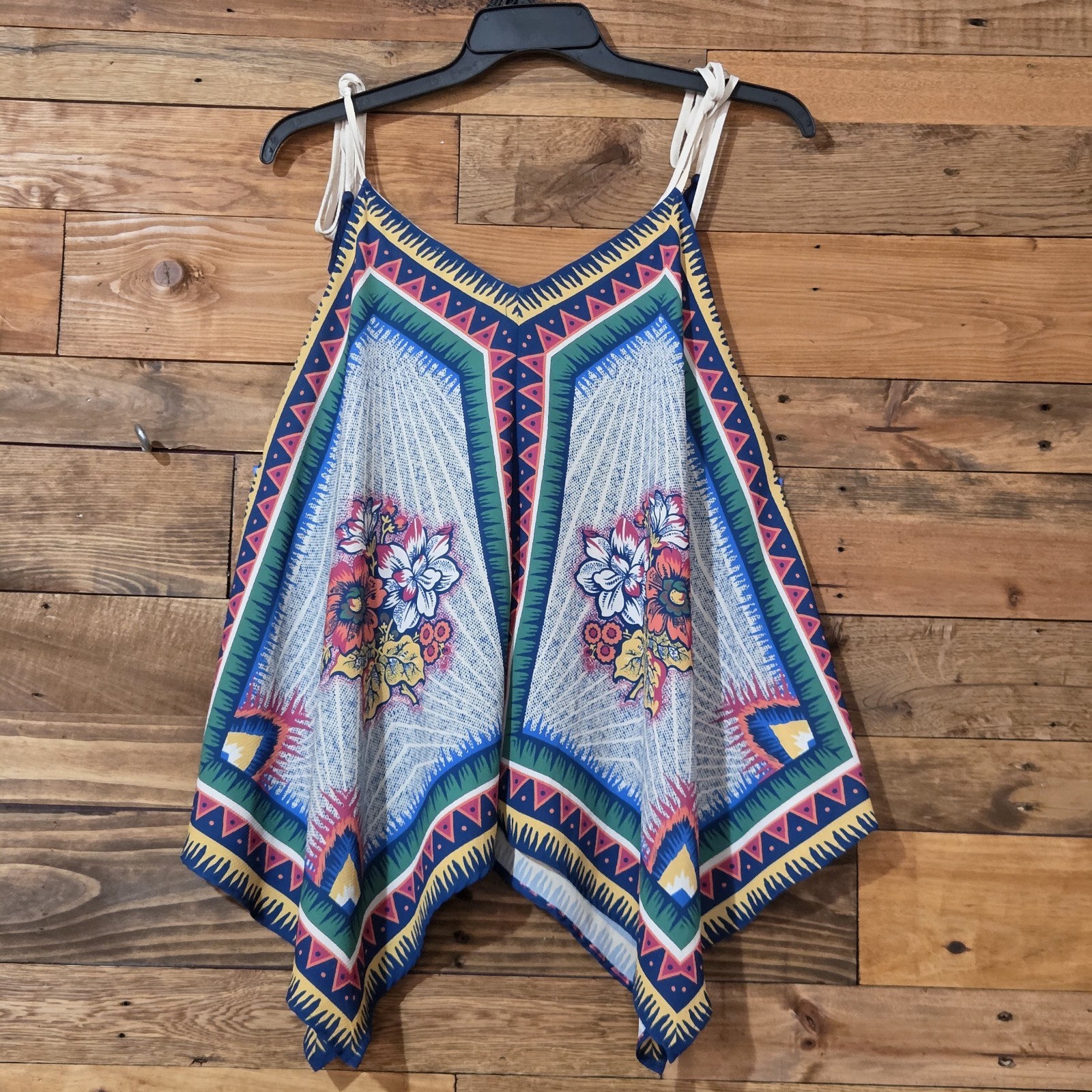 Flying Tomato Boho Camisole L Floral Geometric Tassel Strappy Festival Resort