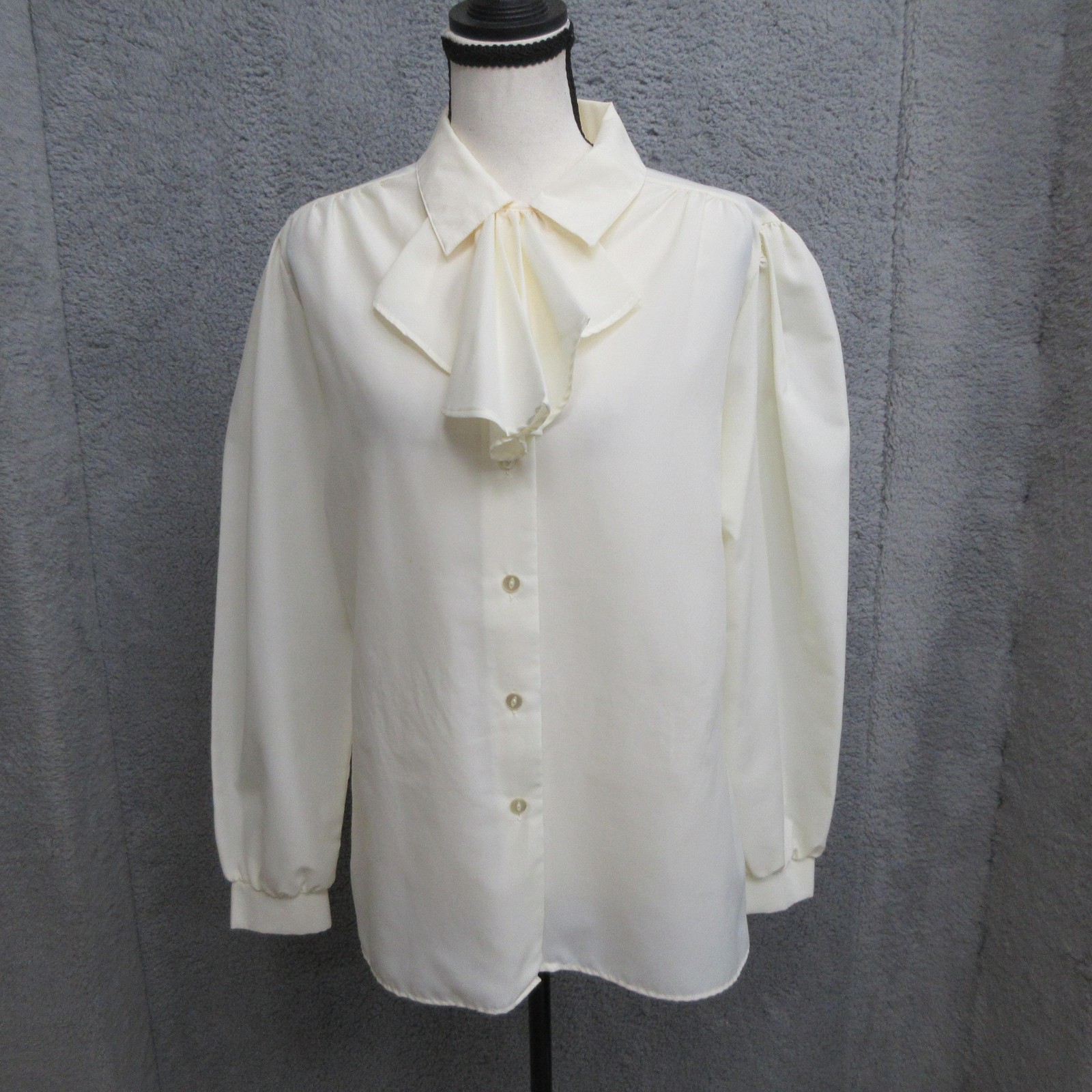 Vintage Lady Manhattan Pussybow Secretary Blouse Women L White 80s Career Office