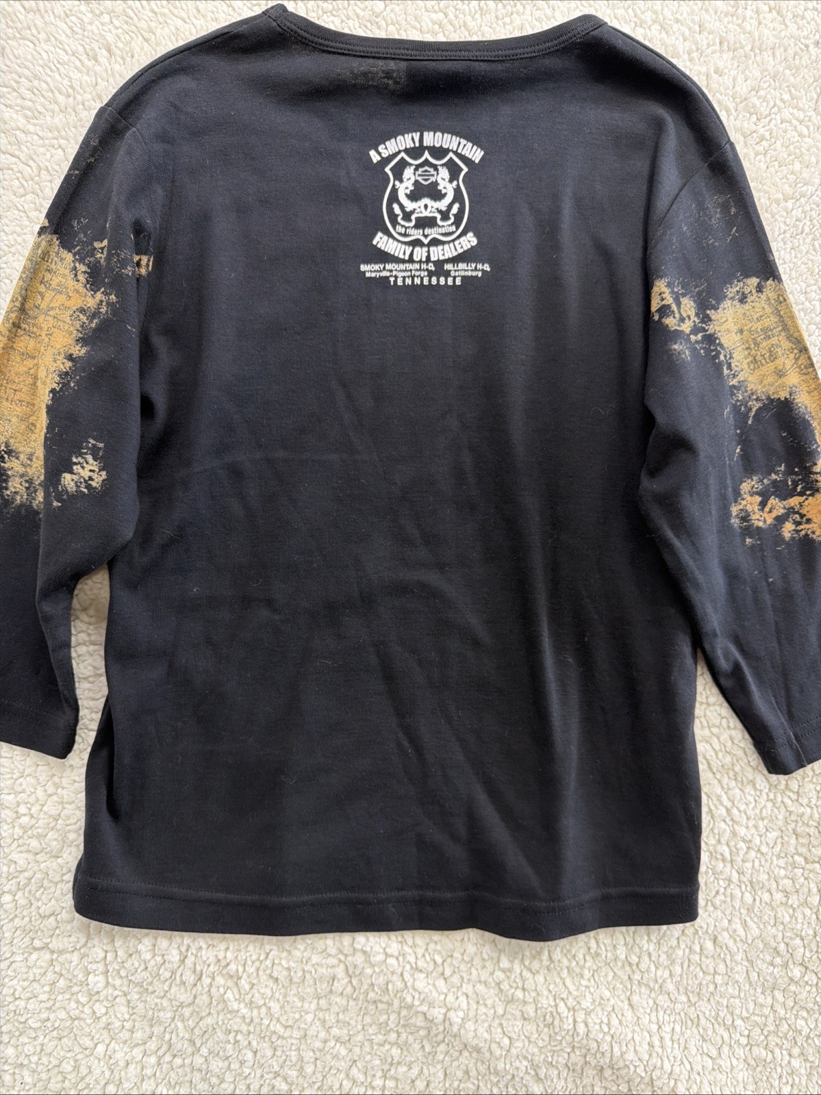 Harley Davidson Y2K Eagle Rhinestone Bleach Wash Smoky Mountain Womens M