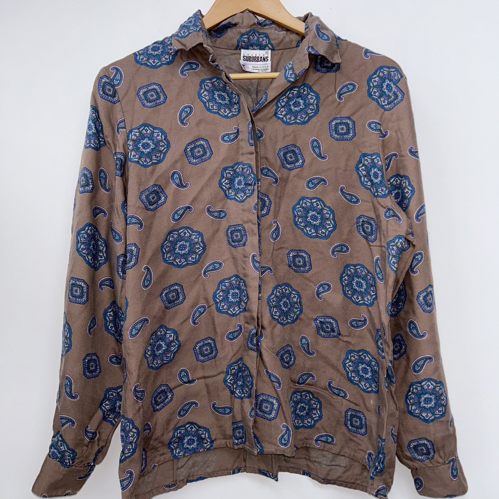 Country Suburbans Vintage Western Button Down Women’s Blouse Paisley Equestrian