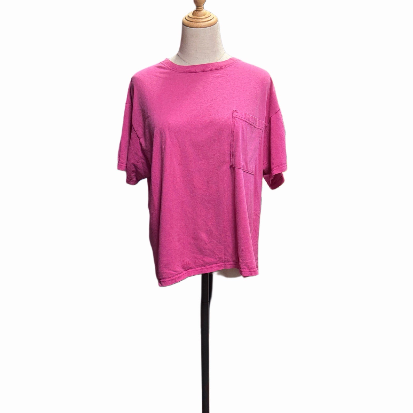 Vintage Mervyn’s T-Shirt 100% Cotton Hot Pink Women’s L FLAW