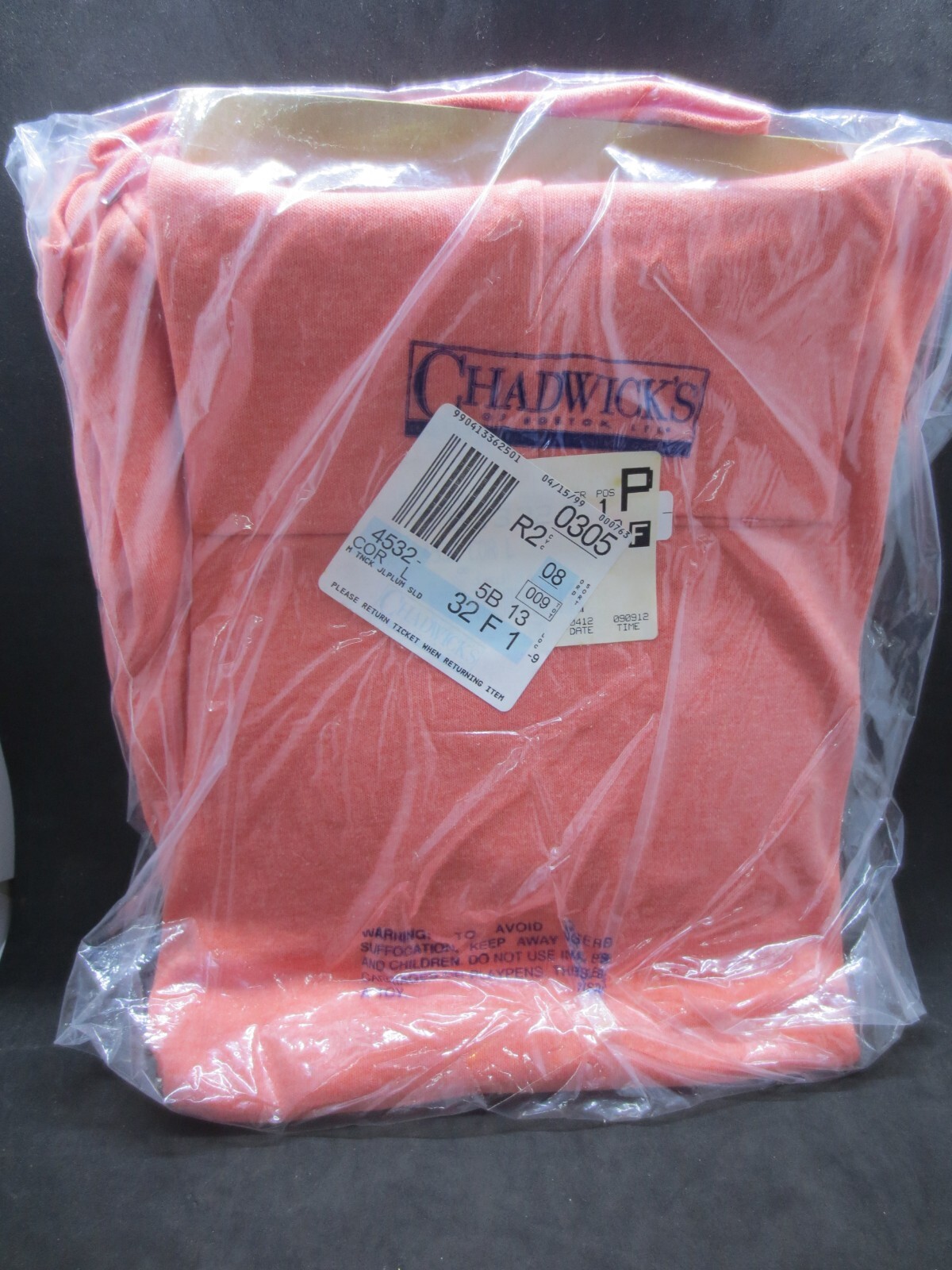 Chadwick’s of Boston JL Plum Women’s L/S Turtleneck Coral – Large -Vtg 1999 New