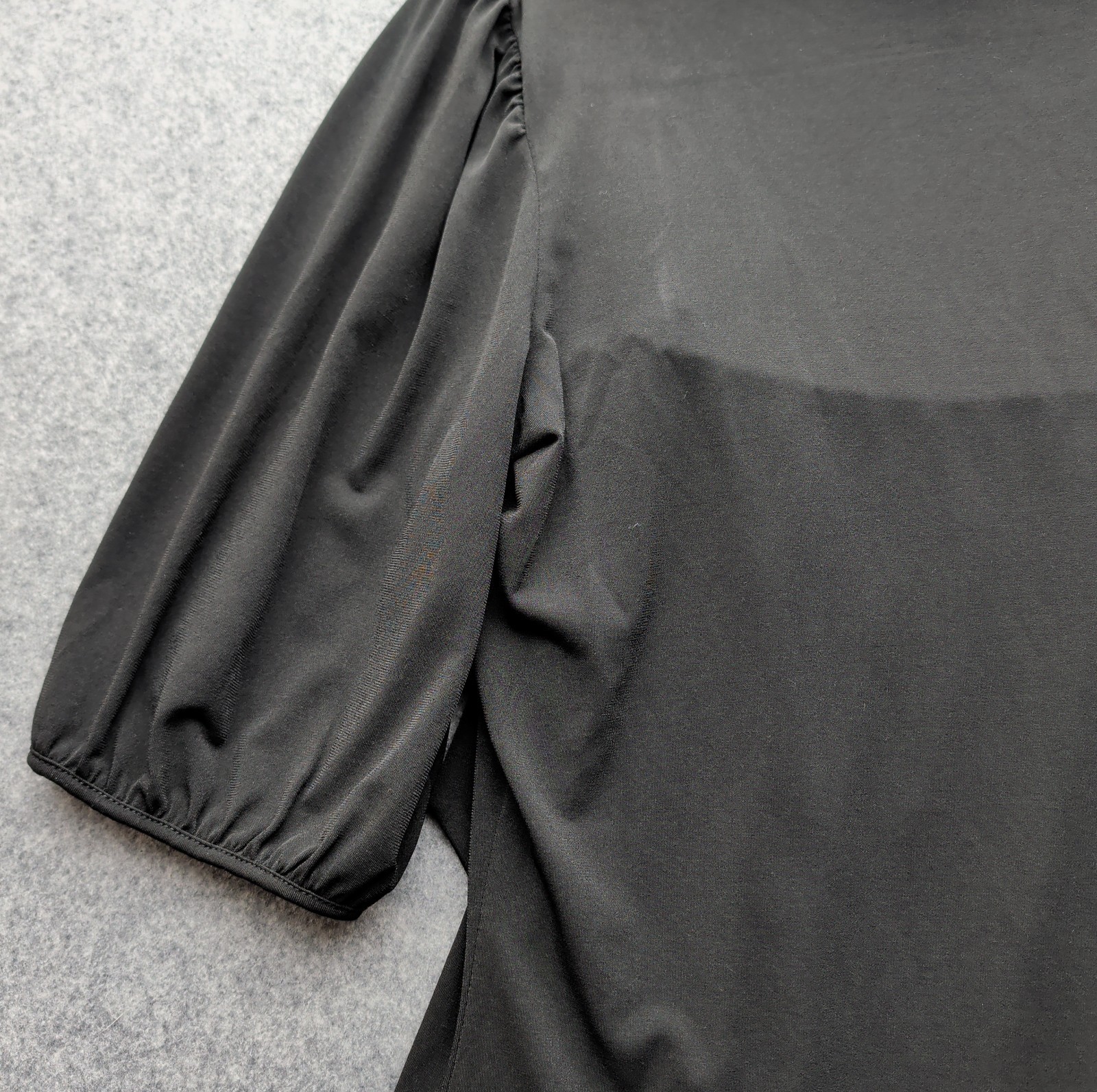Ann Taylor Loft Women’s Black Square Neck Blouse 1/2 Sleeve Bow Black Size M