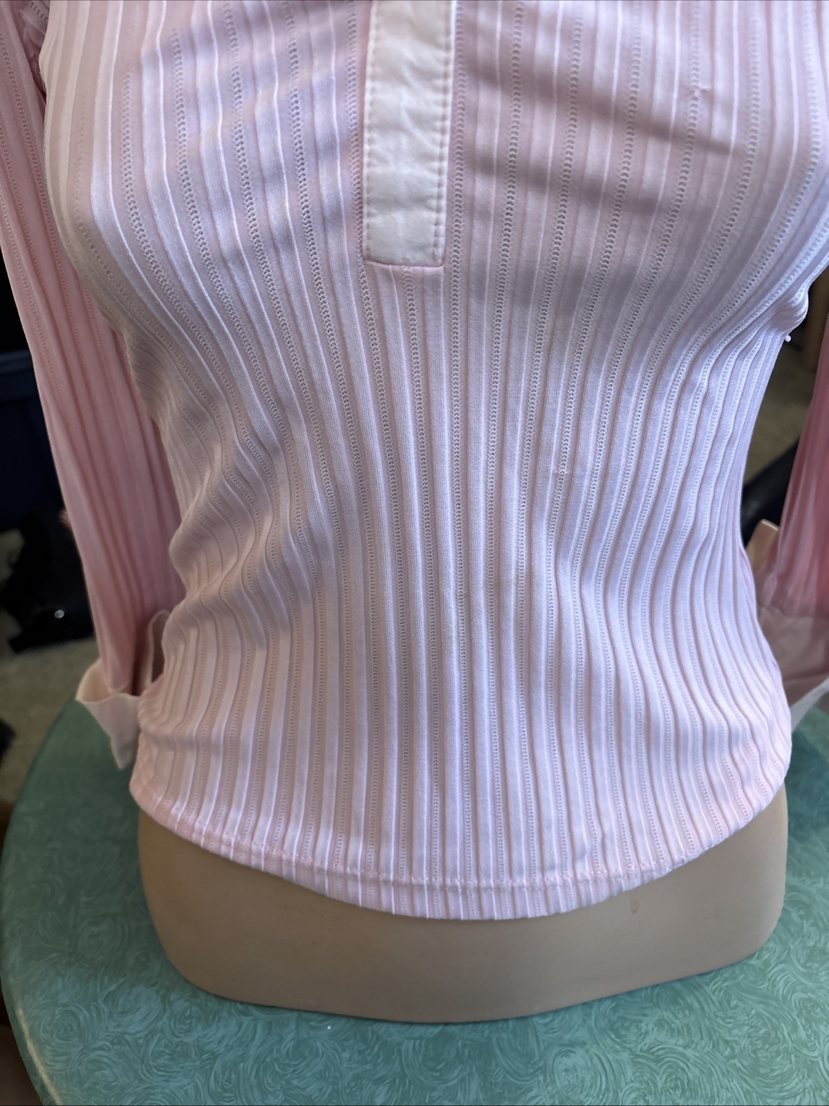 Y2K-Era Striped Pink Office Siren Blouse Seduction Brand Fitted VTG