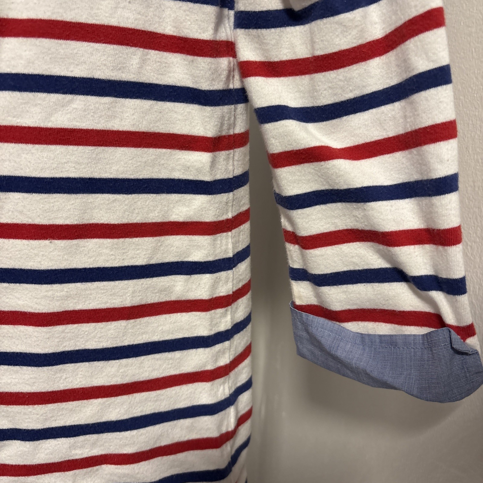 Talbots Tres Chic Striped Pullover Knit Top Womens Size P Red White & Blue