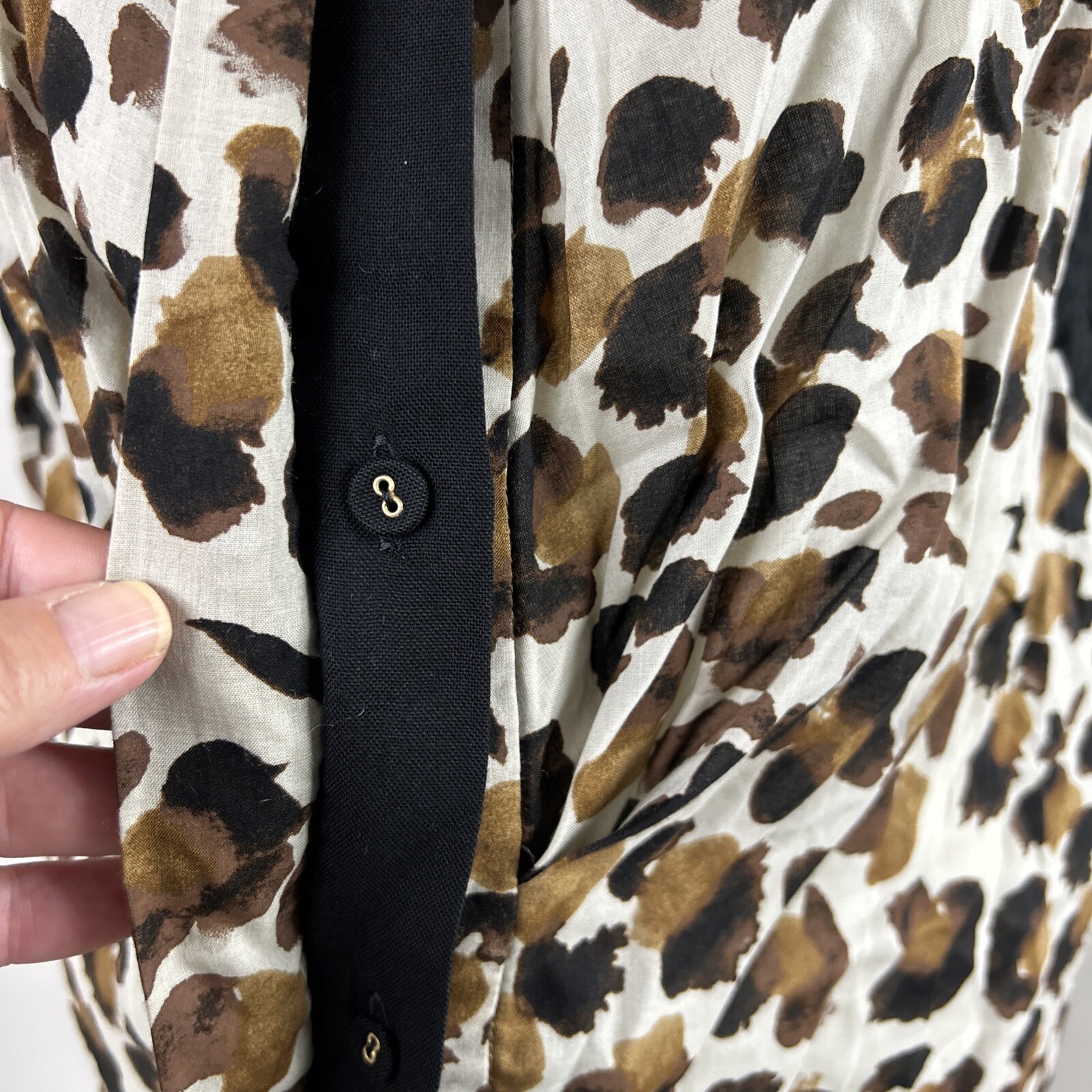 PENSEE Women’s Blouse Top Best Sz 38 100% TENCEL Button Up Shirt Contrasts EUC