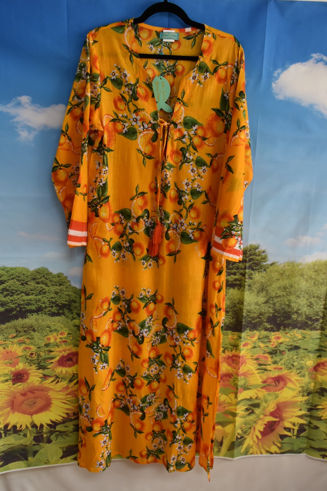 ANTICA SARTORIA 2026 ORANGES & BLOSSOMS TIE FRONT L/XL MUMU/KAFTAN/DRESS NWT